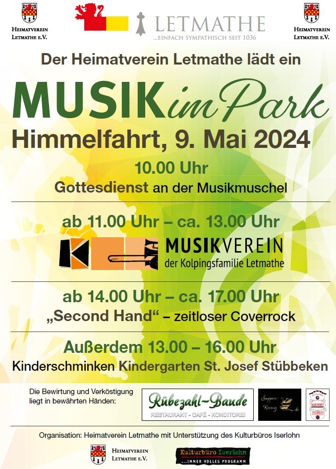 Musik im Park im Volksgarten Letmathe am 09.05.2024 ab 10:00 Uhr